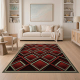Bold Red Diamond Lattice Area Rug