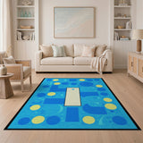 Blue Yellow Geometric Abstract Area Rug