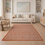 Burnt Orange Geometric Trellis Area Rug