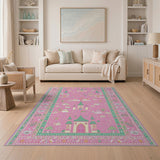 Whimsical Pink Castle Unicorn Kids Area Rug