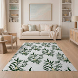 Green Emerald Green Foliage Bloom Area Rug