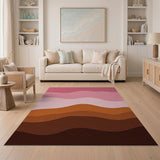Wavy Pink to Brown Abstract Area Rug