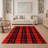 Geometric Modern Red Bold Red Black Buffalo Plaid Area Rug