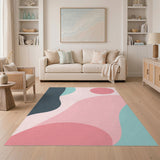 Abstract Area Wave Pink Abstract Wave Area Rug