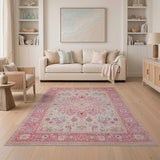 Multi-color and Patterns Blush Pink Persian Floral Area Rug