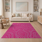 Fluid Pink Swirl Abstract Area Rug