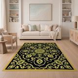 Gold and Silver Opulent Black Gold Persian Medallion Rug