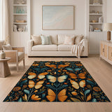 Vibrant Butterfly Floral Area Rug