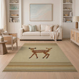 Rustic Fawn Deer Woven Area Rug