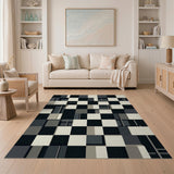 Black and White Geometric Modern Abstract Black White Geometric Area Rug