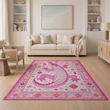 Pink Crocodile Heritage Tribal Area Rug