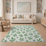 Green Botanical Leaf Pattern Area Rug