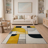 Yellow Geometric Modern Bold Yellow Black Geometric Area Rug