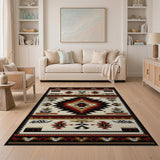 Southwestern Tribal Area Rug with Red Diamond Motif