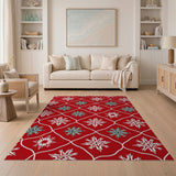 Red Snowflake Trellis Area Rug
