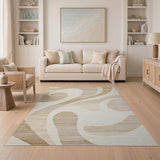 Abstract Area Abstract Beige Swirl Area Rug