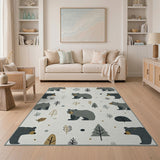 Cute Grey Bear Woodland Area Rug
