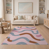 Flowing Waves Abstract Pink Rug