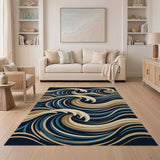 Navy Ocean Wave Area Rug
