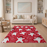Festive Dancing Snowmen Red Area Rug