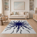 Navy Snowflake Geometric Geometric Modern Area Rug