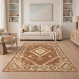 Distressed Brown Tribal Area Rug