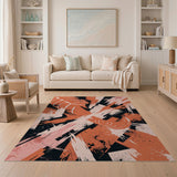 Bold Orange Leaf Splash Abstract Area Rug