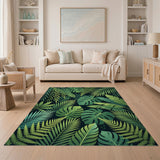 Lush Green Monstera Jungle Leaves Area Rug