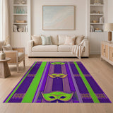 Purple Green Masquerade Mask Area Rug