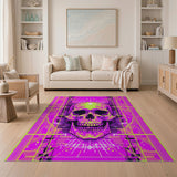 Neon Pink Skull Geometric Area Rug
