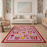 Pop Time Pink Popcorn Cartoon Rug