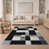 Geometric Modern Black and White Modern Black White Geometric Block Area Rug
