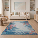 Teal Coral Reef Coastal Area Rug