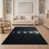 Moon Phases Black White Area Rug