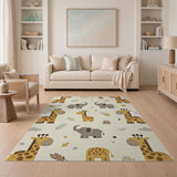 Playful Giraffe Elephant Nursery Rug