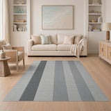 Geometric Modern Grey Vertical Stripe Textured Area Rug