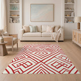Red Geometric Diamond Washable Area Rug