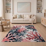 Pink Coral Watercolor Area Rug
