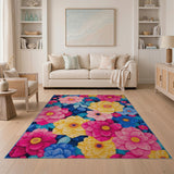 Vibrant Multi-Color Floral Blossom Area Rug