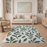 Green Fern Leaf Bloom Pattern Area Rug