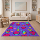 Whimsical Hearts Stars Flowers Kids Area Rug