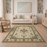 Traditional Persian Multi-color and Patterns Ivory Traditional Persian Floral Medallion Ru