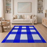 Blue Gingham Check Area Rug
