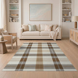 Rustic Farmhouse Plaid Brown Tan Plaid Check Area Rug
