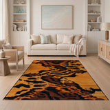 Burnt Orange Black Abstract Animal Area Rug