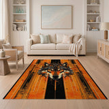 Cyber Wolf Geometric Orange Area Rug