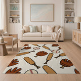 Cartoon Baseball Bats Gloves Balls Area Rug