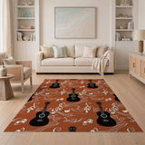 Ukulele Melody Orange Area Rug