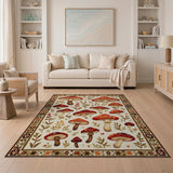 Red Mushroom Botanical Area Rug