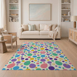 Playful Colorful Egg Seashell Polka Dot Area Rug